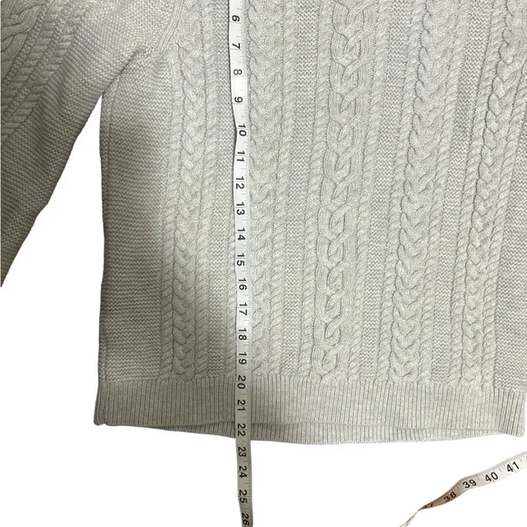 Banana Republic Cable Knit Sweater Womens Medium Gray Cotton Button Shoulder - Picture 7 of 8